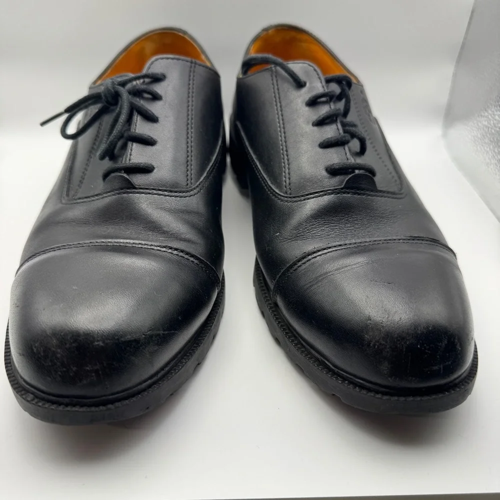 Timberland Mens Black Leather Waterproof Cap Toe Oxford Lug Sole Shoes 9.5 M